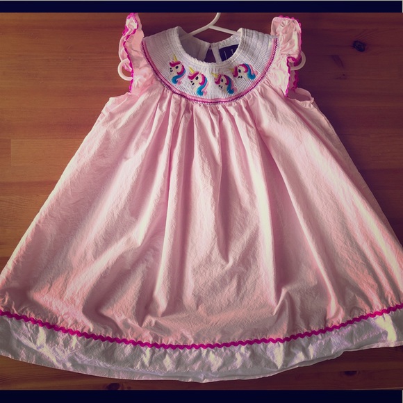 unicorn smocked dress